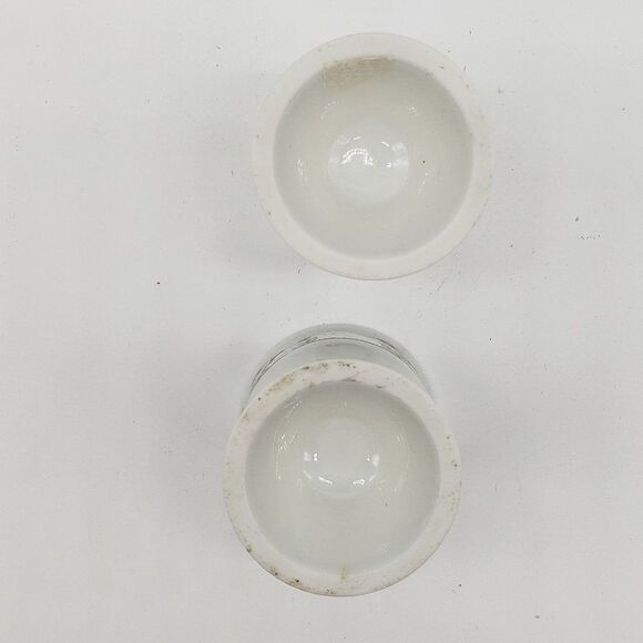 White Vintage Set of 2 Porcelain Geese & Tulips Footed Egg Cup Holders - Picture 2 of 7